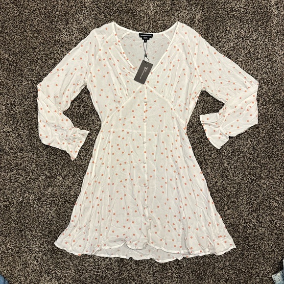 NWT Wednesday girl button down polka dot dress Size Medium - Picture 2 of 6